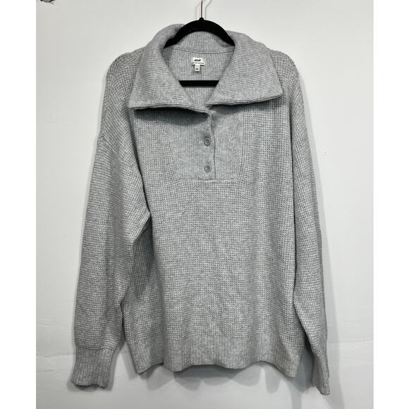 Aerie Women’s Grey CozyUp Waffle Over Size Button Sweater / Size-XS-TP - Picture 3 of 10